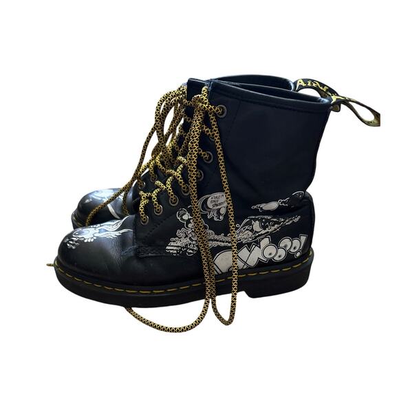 Dr Martens Rick Griffin Boots Black Size M7 W8 - Picture 2 of 12
